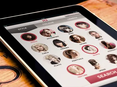 HJ LookBook ios ipad salon search tablet ui ux