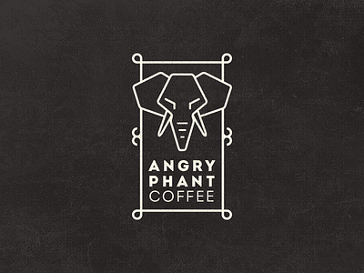 Angryphant Coffee Vintage Fantasy Logo angry badge coffee elephant logo vintage