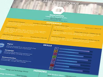 Current Resume art director branding information resume skills