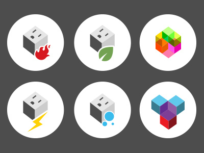 Cube iconography system cable graphic design icons power