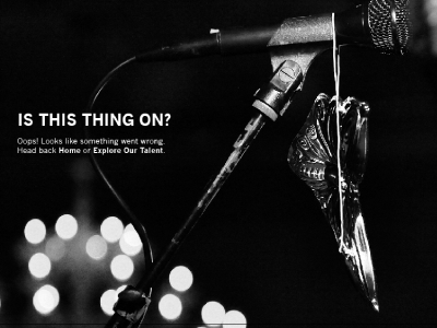 404 | Error Page 404 art black and white entertainment error page mic music ui