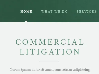 Commercial Litigation adobe caslon clean green grey type