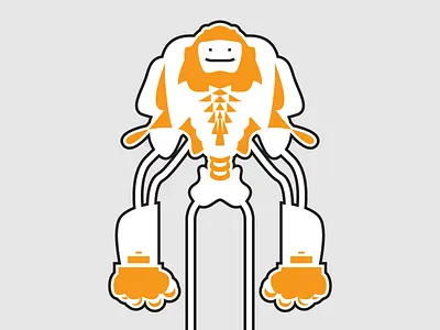 Robot big hands debut gloves headgear illustrator robot smile symmetry techtronic