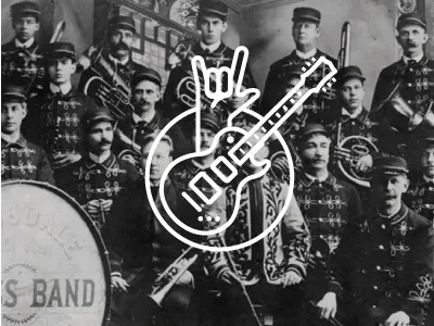 Band Landing Page band guitar hand icon illustration landing page lumi photography rock vector