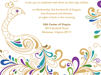 Peacock Invitation invitation peacock sikh wedding