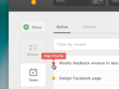 High Priority Task list nav share task todo tooltip ui vertical web web ui website