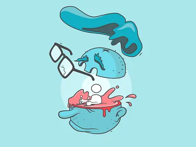 Homunculus digital head illustration retro vector