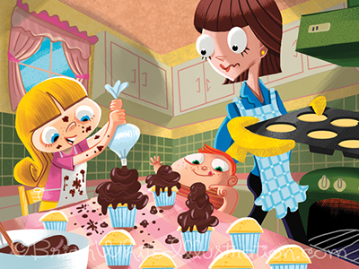 Cupcakes cupcake illustration kids mom painter retro