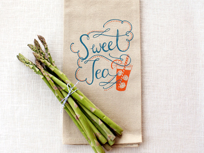 Sweet Tea Towel lettering print screen screen print tea towel