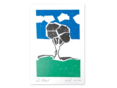 Living tree - lino print birth birth chart chart graphic design hand printing lino lino printing living tree