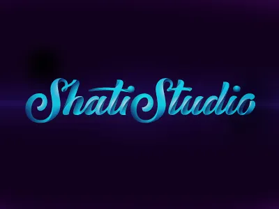 ShatiStudio art blue curling custom type hand writing lettering script veсtor volume