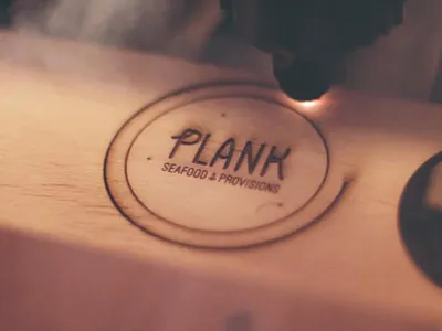 Plank Coaster laser logo plank seafood