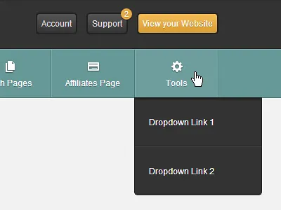 Dashboard Navigation admin bespoke cms css css3 custom drop down dropdown hover intercom menu navigation notification support wordpress wp wp admin