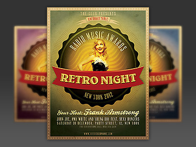 Retro Night Flyer flyer flyer template invitation party flyer photoshop photoshop template poster retro retro flyer retro poster template vintage vintage flyer