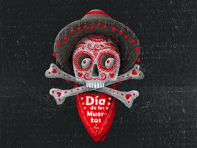 Día de Muertos 13mu bone hat illustration mexico skull tie