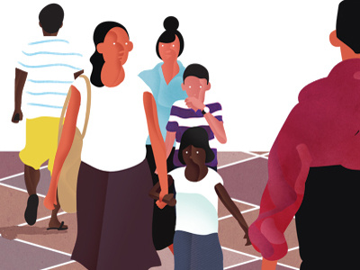 Morning Stroll children illustration men people walk walking women