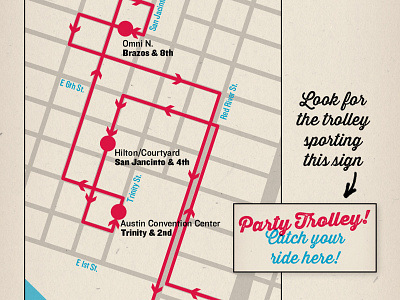 SXSW Party Trolley Map austin cartography design illustration map sxsw texas typography