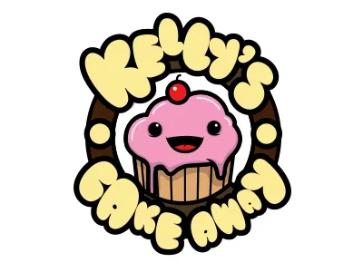 Kelly's Cakeaway - logo cakeaway cakes cherry colourful food happy icing kellys lockup sweets
