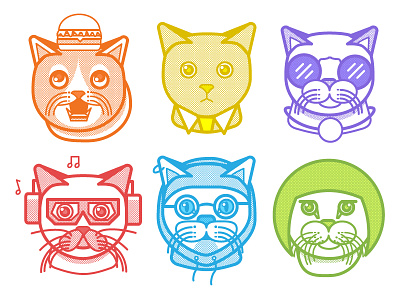 More Cats cats cheeseburger dubstep halftone hipster illustration kitty lime memes meow rainbow vector