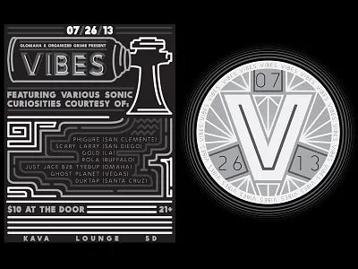 Vibes Stuff bw concert dj electronic flyer maximal minimal music show sticker