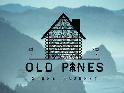 Osm For Dribbble Two logo masonry mountains tree typography wip