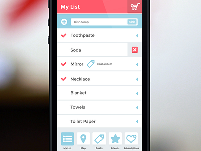 smartcart: Updated List app buttons clean delete flat interface list mobile retail shopping simple ui ux