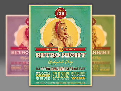 Retro Party Flyer Template flyer invitation party poster retro retro flyer retro poster template vintage vintage flyer