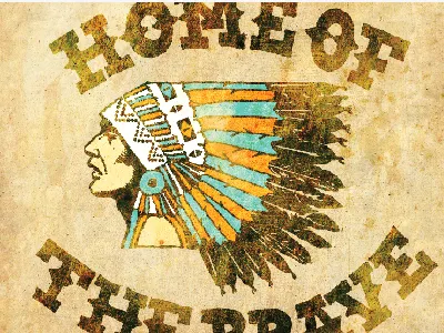 HOME OF THE BRAVE american americana chief design feathers graphic handlettered handtype headdress heritage indian native navajo rustic type typography vintage