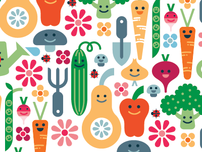 vegetable pattern children cute garden graphic icon icons japanese ladybird pattern smile vector