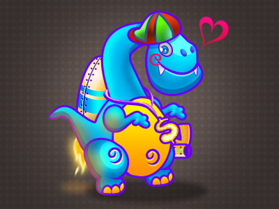 HiDino bling blue cartoon character design dino dinosaur game jetpack rap vector