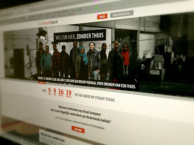 Vluchtkerk Screenshot grey navigation non profit red refugees. ui design