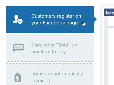 Soldsie Tabs blue dashed facebook hover icon iphone mobile responsive tab tabs