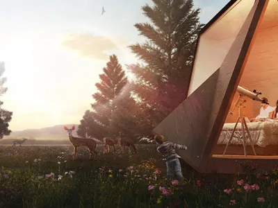 Tetra Room 3d visualization design nature render