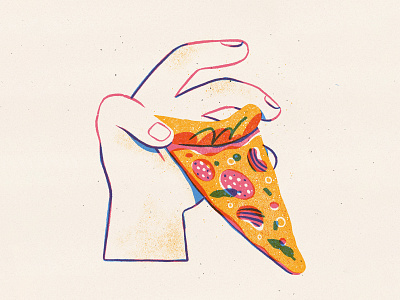 Daily Drawing - Hands foodillustration illustration linedrawing pizza procreate texture