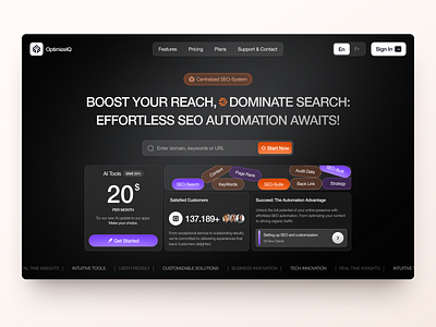 Website Design for SaaS, AI - OptimizeIQ ai ai platform ai startup artificial intelligence design graphic design human ai interface open ai product service startup ui uiux ux web website