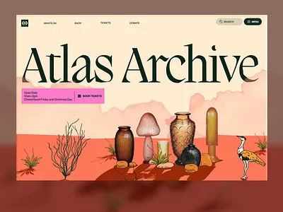 Atlas Archive Website Header animation art illustration interface landing page scroll ui ux web design website