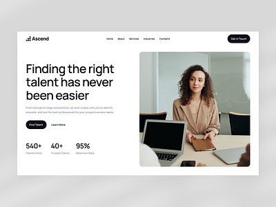 Hero Section Concept for Ascend - Recruitment Services Company agency company hero hero design hr it minimal recruitment screen section services staffing ui web web design webdesign