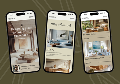 Interior Design Website | Mobile Responsive | AESTIVA app interior design landing page mobile mobile respinsive ui ui design ux ux design ux desin