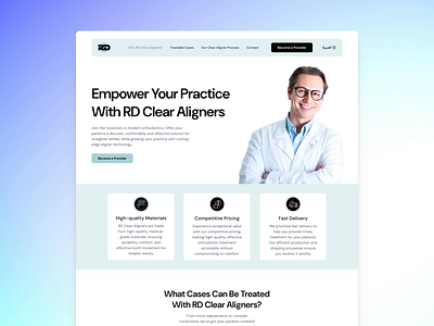 RD Clear Aligners Website Design dentist dentist website health website medical medical website minimal ui ui design uiux website design