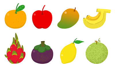 Fruits art cartoon childrensbook drawing fresh fruits illustration logo tropical vector