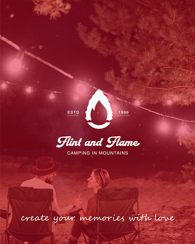 Flint and Flame - Camping in Mountains branding graphic design logo