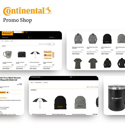 Custom Promotional Merchandise Shop for Continental Tires apparel apparel design branding composition graphic design marketing merch shop promo shop ui