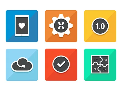 Feature Icons check cloud colorful features flat gear heart icon puzzle