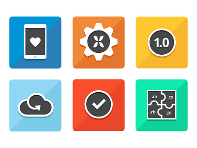 Feature Icons check cloud colorful features flat gear heart icon puzzle