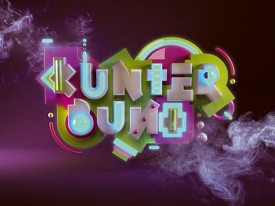 kunterbunt 3d 3d illustration 3d lettering 3d type c4d cinema cinema 4d colors fog lettering neon party shiny smoke vray