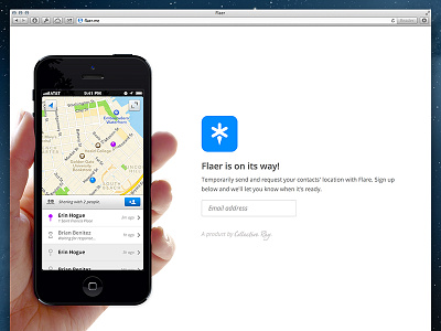 Flaer is on its way! app collective ray collectiveray flaer hand iphone splash website