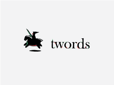 twords logo charge fun gallop horse icon identity knight logo messy sketch symbol writing