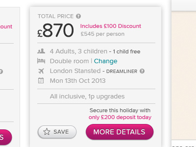 Price panel display package holidays price panel