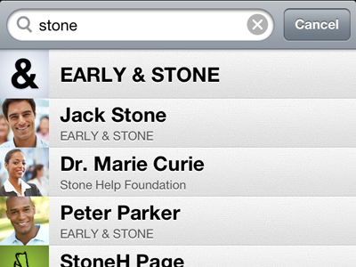 Contact Search address book app store contacts ios iphone phonetrait search ui user interface