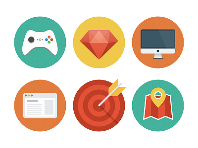 Flat icons browser diamond flat gamepad icons imac joypad map target